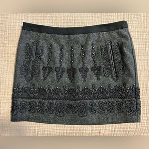 Nanette Lepore Embellished Grey Wool Miniskirt Size 6